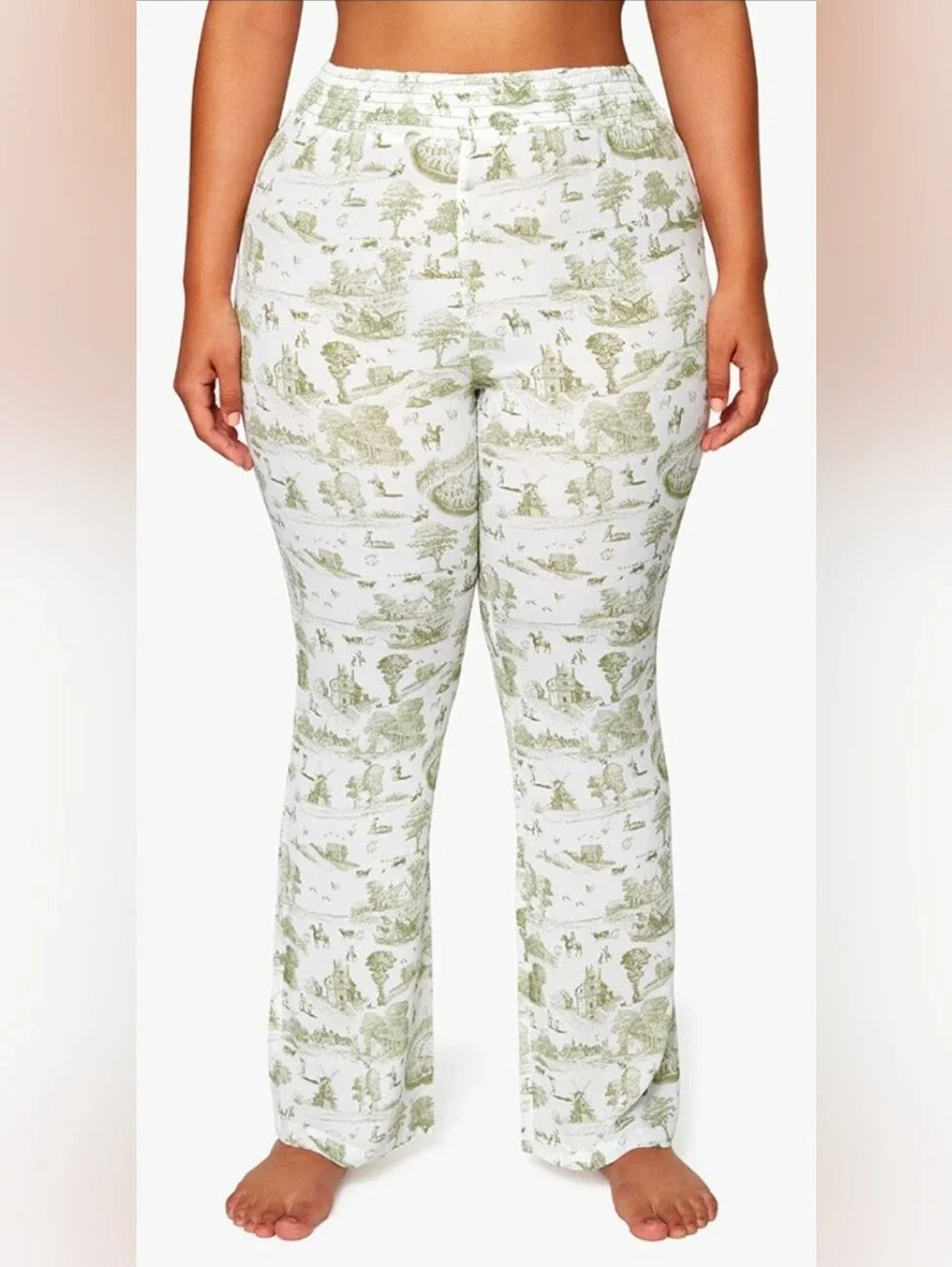 WeWoreWhat Smocked Vintage Toile Flare Pants - Picture 3 of 6